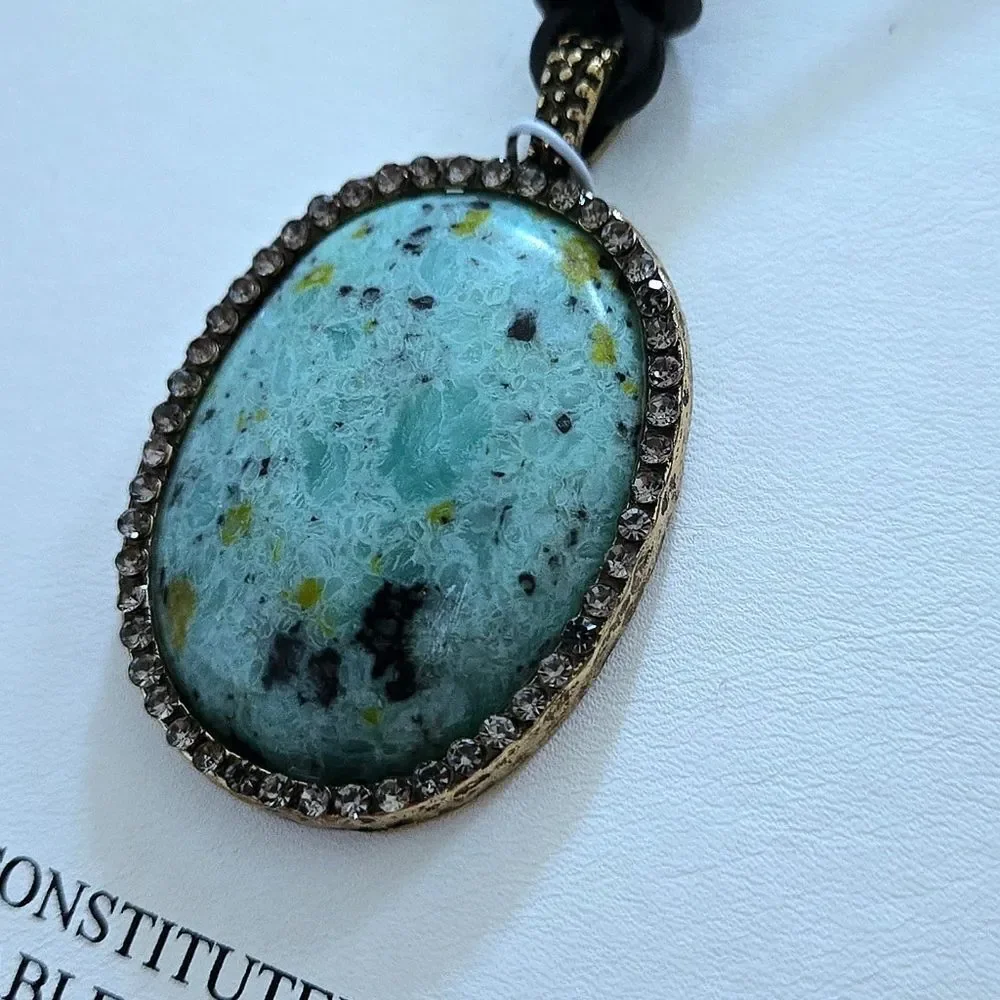 Atterri🛬 Reconstituted Stone on a Black🖤 Waxed Cord Necklace - NIB